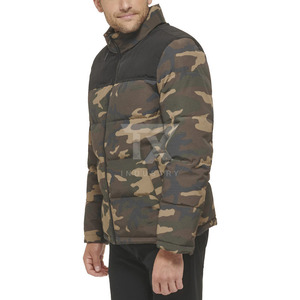 Pakistan Manufacture <b>Warm</b> Puffer Jacket Red Color Full Sleeve Stand Collar Men's Hooded Front Logo Custom Design Size - Product Image 6