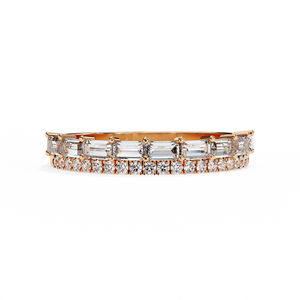 Anillo de Compromiso con Halo de Diamantes CVD Cultivados en Laboratorio, Oro Rosa de 14K, Corte Baguette, Certificado IGI, Anillo de Lujo para Mujer - Product Image 1