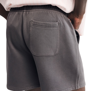 Custom <b>Men's</b> Grey Fleece <b>Shorts</b> <b>Elastic</b> <b>Waist</b> Drawstring Side Pockets Back Patch Pocket Daily Lounge Wear Wholesale Plain <b>Shorts</b> - Product Image 3