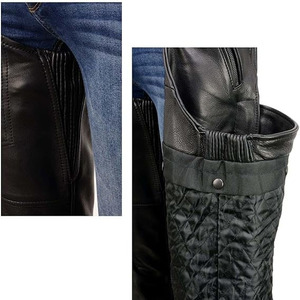 Samroz Sports Men's Black Rough Rider Premium Leather Motorcycle Chaps with <b>Thermal</b> Liner - Product Image 5
