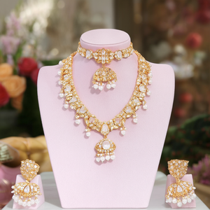 Designer 10575553LPI Fine Jewelry <b>Set</b> <b>Crystal</b> Stone Pearl and Beads Necklace with Gold Plating Fashionable Trendy Style - Product Image 3