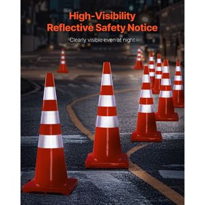 6 Coni Stradali di Sicurezza da 36 Pollici in PVC Arancione con Collari Riflettenti e Base Pesante in PE, Utilizzabili per Cantieri e Traffico - Product Image 2