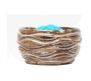 Cuenco de hilo antiguo Cuenco de hilo de tejer hecho a mano grande 7 'X4 ''Tejedor personalizado regalo Organizador de cuenco de tejer de ganchillo - Product Image 1