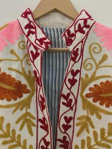 เสื้อโค้ทผ้าฝ้าย suzani ทำด้วยมือเสื้อแจ็กเก็ตปักลายอินเดียแจ็คเก็ตผ้าฝ้ายโบโฮ - Product Image 4