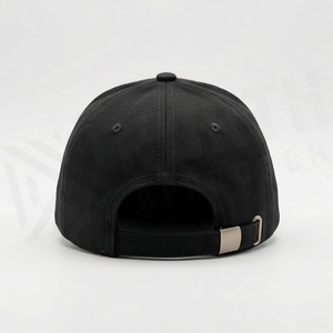 Black 6-Panel <b>Baseball</b> <b>Cap</b> With Front Logo Embroidery Fitted Unisex Casual Hat Twill Fabric 100% Cotton Solid Color - Product Image 3