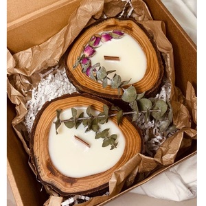 Support de bougie en écorce de bois naturel, fait main, décoratif, en forme de rondin, sans cire incluse - Product Image 1