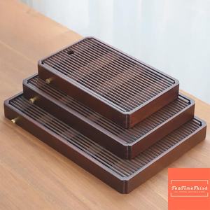Bandeja de Té de Madera Oscura de Lujo, Elegante Tabla de Servicio de Bambú para Gongfu, Mesa de Té Estilo Japonés, Acabado Liso en Nogal, Decoración para el Hogar, Regalo - Product Image 6
