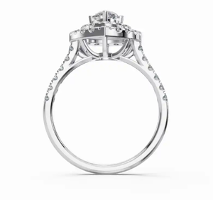Anillo de compromiso con diamante cultivado en laboratorio Sparkling Dew Of Forever Halo, 1384 quilates de peso total, 46 piedras brillantes en oro fino. - Product Image 4