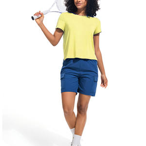 T-shirt de yoga et fitness pour femme grande taille, respirant, infroissable, à manches courtes fendues, idéal pour le Pilates (OEM/ODM) - Product Image 3