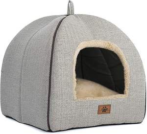 Cama de Lujo para Gatos, Tipo Cueva, Removible, Lavable, con Almohada Acolchada de Peluche, Cama Suave para Gatitos, Mueble para Mascotas Pequeñas/Medianas - Product Image 1