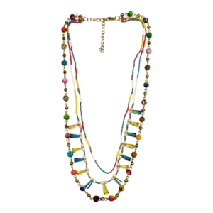 Collar Bohemio con Borlas, Cuentas de Perlas de Imitación Coloridas, Colgantes de Tela Ecológica, Joyería Hecha a Mano para Compromiso - Product Image 5