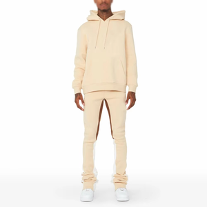 <b>Wholesale</b> Custom Logo Vintage 100% Cotton Unisex Solid Casual <b>Flared</b> Fleece Winter Hooded <b>Sweatpants</b> Hoodie Set Tracksuits - Product Image 6