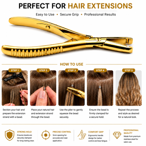 Gold <b>Hair</b> Extension Pliers Metal <b>Tool</b> for Installation and <b>Removal</b> - Product Image 6