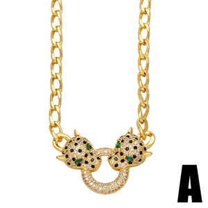 Hiphop Leopard Necklace Green Zircon Pendant Collares Moissanite <b>Chain</b> <b>Iced</b> <b>Out</b> Wild Animal Panther Charm Bling Cuban Link Mens - Product Image 5