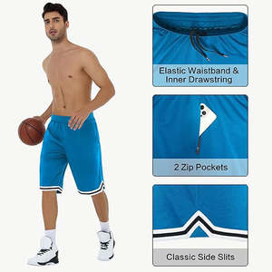 Pantalones Cortos de Baloncesto de Malla para Hombre al por Mayor con Cintura Elástica, Secado Rápido y Bolsillos Transpirables, Estilo para Gimnasio, Correr y Baloncesto - Product Image 2