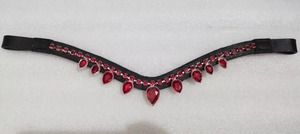 Diadema de cuero con cristales rojos de primera calidad para caballo, piezas de brida disponibles en todos los tamaños con calidad y precio de exportación. - Product Image 5