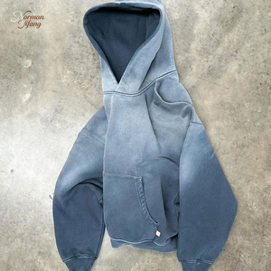 Nouveau sweat à capuche vintage surdimensionné pour homme, couleur unie, en molleton de coton, décontracté, hiver, avec poches, imprimé personnalisé, personnalisable numériquement - Product Image 2