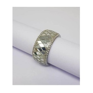 Anneaux de serviette de luxe en mosaïque géométrique, motif diamant, écologiques, durables, porte-serviettes en cristal, style Art Déco moderne pour mariage, vente en gros - Product Image 1