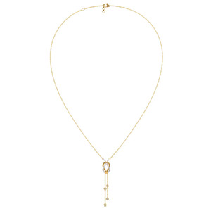 Collier en diamant à maillons entrelacés avec cadre scintillant et accents de chaînes doubles suspendues - Product Image 3