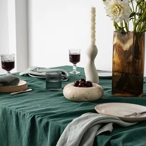 Customized Emerald Green Cotton <b>Tablecloth</b> for Banquet Wedding Cocktail Party Farmhouse Table Decor Kitchen and Dinner Tablemat - Product Image 1