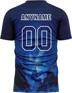 Ensemble de maillots de football pour hommes personnalisables, impression numérique, col en V, manches courtes, respirant, évacuation de l'humidité, polyester, taille plus, élastique - Product Image 5