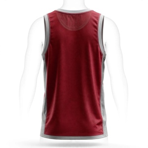Débardeur de baseball pour homme - Rouge bordeaux et gris platine, maille respirante en polyester - Product Image 2