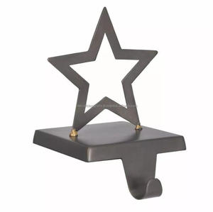 Metal Crafts Matte Black Finish Twinkle Star <b>Stocking</b> <b>Holder</b> Table Countertop Decorative <b>Stocking</b> Hanger Hook For Christmas - Product Image 1