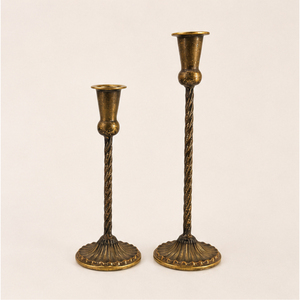 Juego de Portavelas Cónicos de Latón Antiguo con Base Retorcida, Candelabros de Metal Dorado Vintage para Centro de Mesa de Boda y Decoración de Hogar de Lujo - Product Image 3