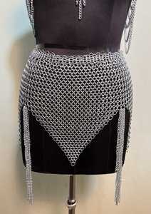 <b>Silver</b> Mild Steel Chainmail Collar & <b>Skirt</b> Body Jewelry Set - Product Image 3