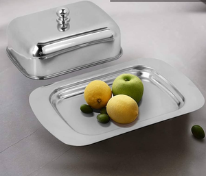 กล่องใส่เนยสแตนเลสสำหรับใช้ในครัวเรือน พร้อมถาดเสิร์ฟเนยชีสขัดเงาแบบกระจก เหมาะสำหรับใช้ในบ้าน โรงแรม ร้านอาหาร - Product Image 1