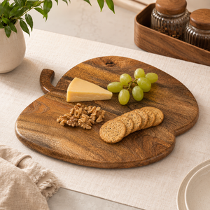 Planche à servir ronde en bois faite à la main et planche à fromage |   Plateau de charcuterie |   Plateau de cuisine rustique - Écologique, durable, épaisseur 1,5 cm - Product Image 6