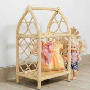 Porte-vêtements pour poupées, rail à vêtements, meilleurs prix, jouets pour enfants, support de rangement en rotin durable pour poupées - Product Image 3