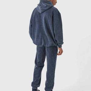 ชุดวอร์มผู้ชายแบบมีฮู้ด สีพื้น ล้างสีแบบแอซิดวอช สำหรับฤดูใบไม้ร่วงและฤดูหนาว ดีไซน์ใหม่ สามารถปรับแต่งได้ ชุดลำลองสไตล์แอซิดวอช - Product Image 2