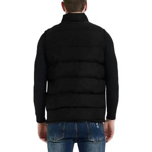 Chaleco Acolchado Negro para Hombre, Cierre de Cremallera, Cuello Alto, Cortavientos, Ropa de Invierno con Bolsillos, Estilo Casual - Product Image 2