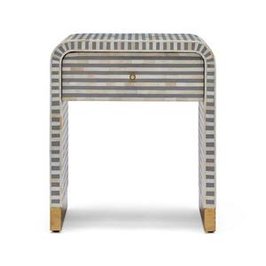 Meubles de chambre à coucher modernes et luxueux, comprenant une table de chevet Capiz à rayures noires et blanches et un rangement décoratif à un seul tiroir. - Product Image 3