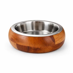 Comederos y bebederos redondos automáticos hechos a mano para mascotas, elevados, de madera y acero inoxidable, caja de viaje para perros, comederos de acero inoxidable para uso con alimentos. - Product Image 1