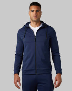 Conjunto Deportivo Unisex de Invierno con Capucha Azul Marino Estampado, Chaqueta con Cremallera Completa y Pantalones, Casual, con Bolsillos Laterales, de Secado Rápido y Forro Polar - Product Image 2