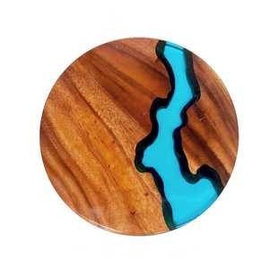 Juego de Bandejas de Madera y Resina Hechas a Mano para Aperitivos, Plato Redondo Único de Resina Epoxi, Bandeja Decorativa para Eventos Sociales Sofisticados - Product Image 5