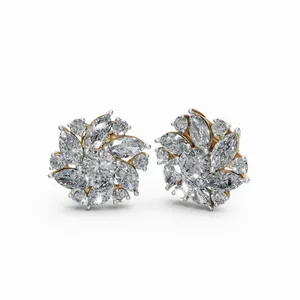 New Design Valeria Grand <b>Petal</b> 26-Piece Lab Grown Diamond Stud Earrings 10/14/18KT Gold IGI Certified Marquise Cut Sale - Product Image 3