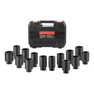 Set di chiavi a bussola a impatto metriche da 14 pezzi per dadi di asse, attacco da 1/2 pollice, 6+12 punte, CR-V, trattate termicamente, di grandi dimensioni - Product Image 5