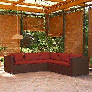 Set Lounge da Giardino in Rattan PE Marrone con Struttura in Acciaio Verniciato a Polvere e Eleganti Divani da Giardino in Plastica - Product Image 1