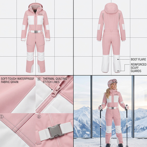 MALUZA INDUSTRIES Durable Waterproof 10,000mm <b>Men's</b> Hooded <b>Jumpsuit</b> Windproof Snow Warm Insulated Polyester/Nylon Ski Zipper - Product Image 4