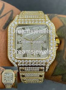 Montre Homme Hip Hop de Luxe Antique en Acier Inoxydable à Quartz, Cadran Carré Analogique en Verre, Personnalisée avec Diamants Bling et Bijoux Moissanite Argentés - Product Image 3