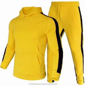 ชุดกีฬาลำลองสำหรับผู้ชายชุดวิ่งลายทางพิมพ์ลายมีฮู้ดและกางเกงชุดออกกำลังกายแบบลำลองสำหรับฤดูใบไม้ร่วงและฤดูหนาว - Product Image 3