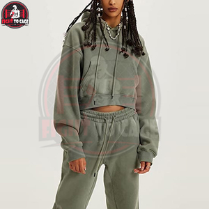 Newest Casual Wear Outfits Plain Long Sleeve <b>Top</b> Product Ladies <b>Crop</b> Hoodie And Jogger Sets Women Pullover Tracksuit Set - Product Image 2