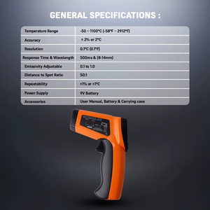 Thermomètre infrarouge industriel électrique léger IRL 1100 Premium, précision de 2 %, batterie 9 V, double laser avancé - Product Image 4
