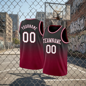 Ensemble de maillots de basket-ball sublimés personnalisés, noir et rouge, sans manches, coupe athlétique, adulte, unisexe, maille respirante - Product Image 5