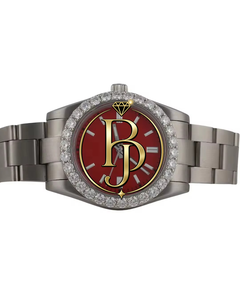 Reloj de pulsera Briva Luxury Silver Diamond B-047-1 con marcadores de bisel brillantes en rojo intenso, diseño elegante, movimiento de cuarzo, acero inoxidable - Product Image 6