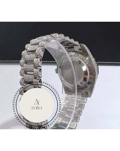 Montre entièrement sertie de diamants avec cadran blanc en or blanc, montres à quartz pour la vente à l'exportation, montre diamantée Hip Hop - Product Image 4