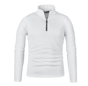 Men's Gray Knitted <b>Quarter</b> <b>Zip</b> <b>Sweater</b> Stand Collar Slim Fit Casual Autumn Wear 100% Acrylic Breathable Regular Length - Product Image 4
